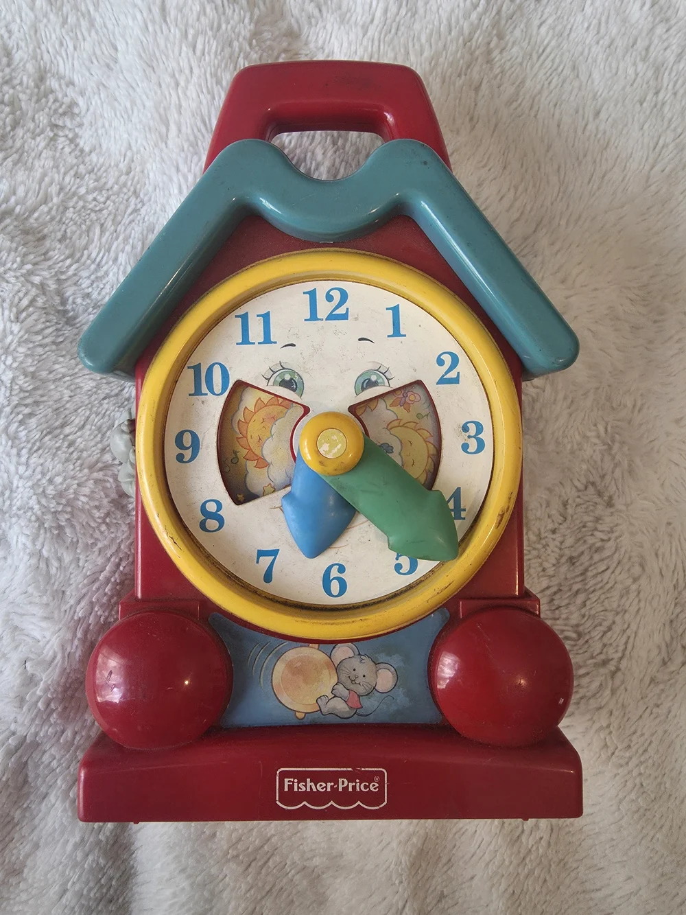 Vintage 1994 Fisher Price Wind up Music Learning Clock WORKS!